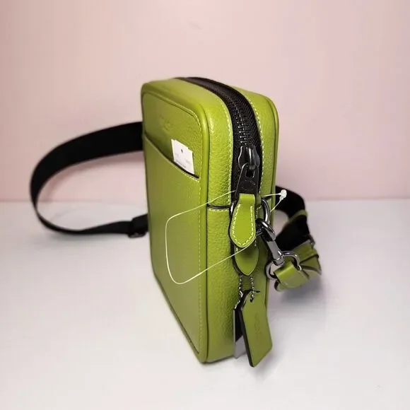 NWT COACH CP178 Sullivan Crossbody In Refine Pebble Leather Yellow Green - Picture 5 of 5